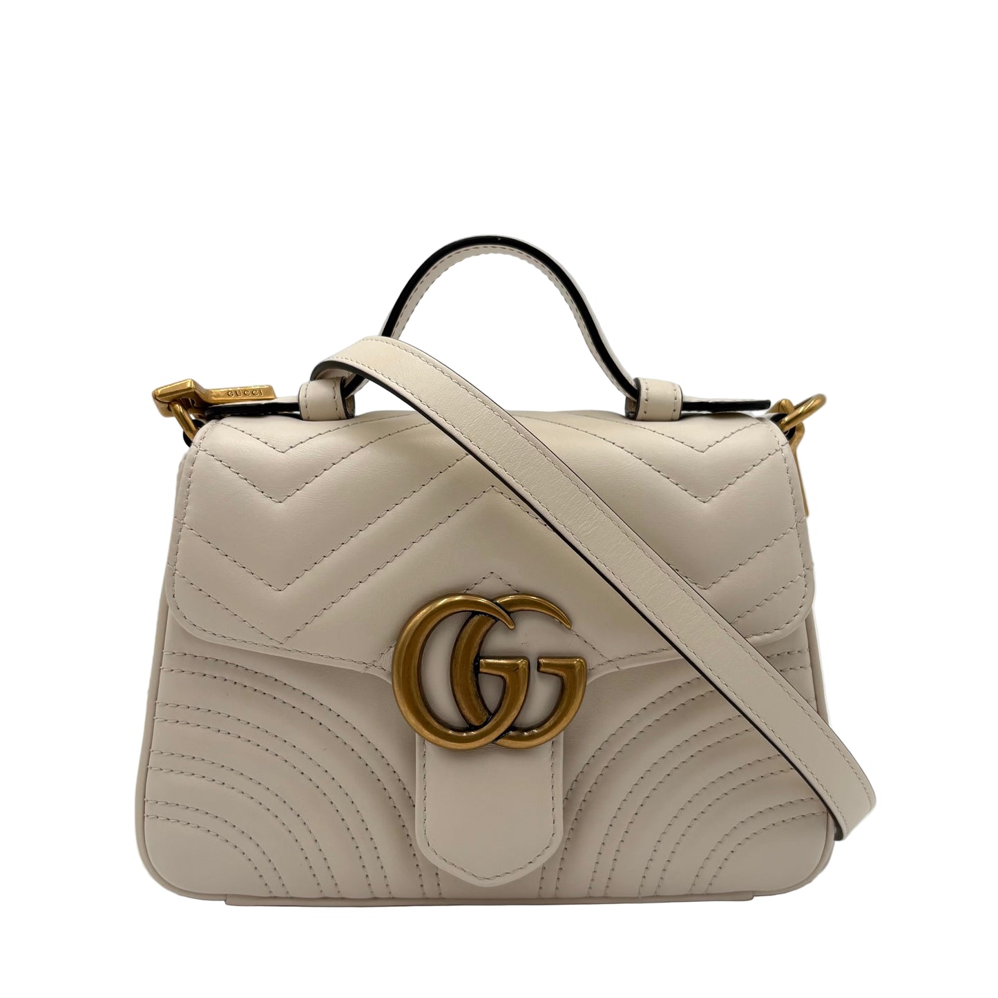 MIB Gucci GG Marmont mini top handle bag Ivory