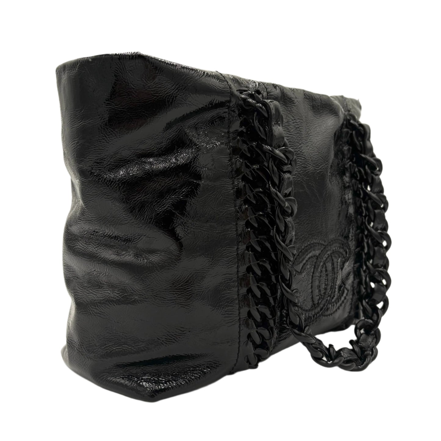 Chanel Plastic Modern Chain Bag-Black Patent