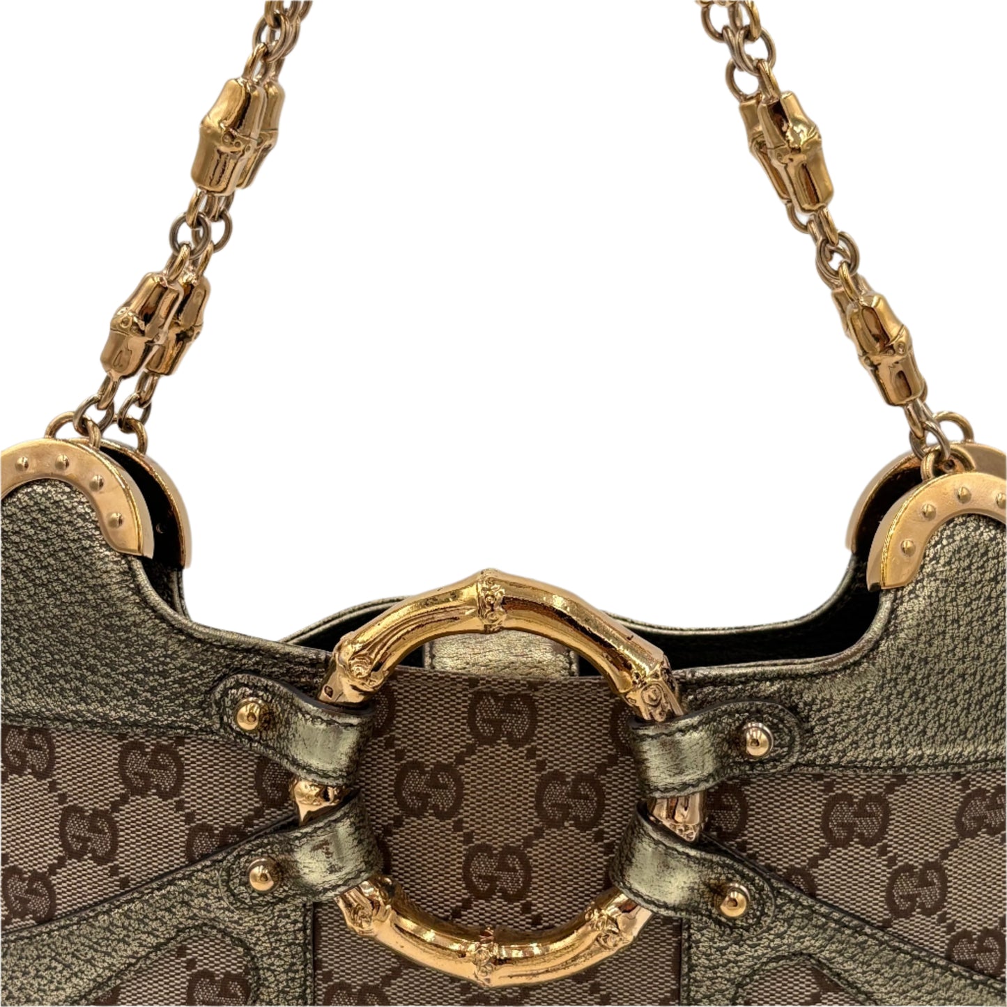 Gucci Leather Tom Ford Bamboo Chain Bag Gold