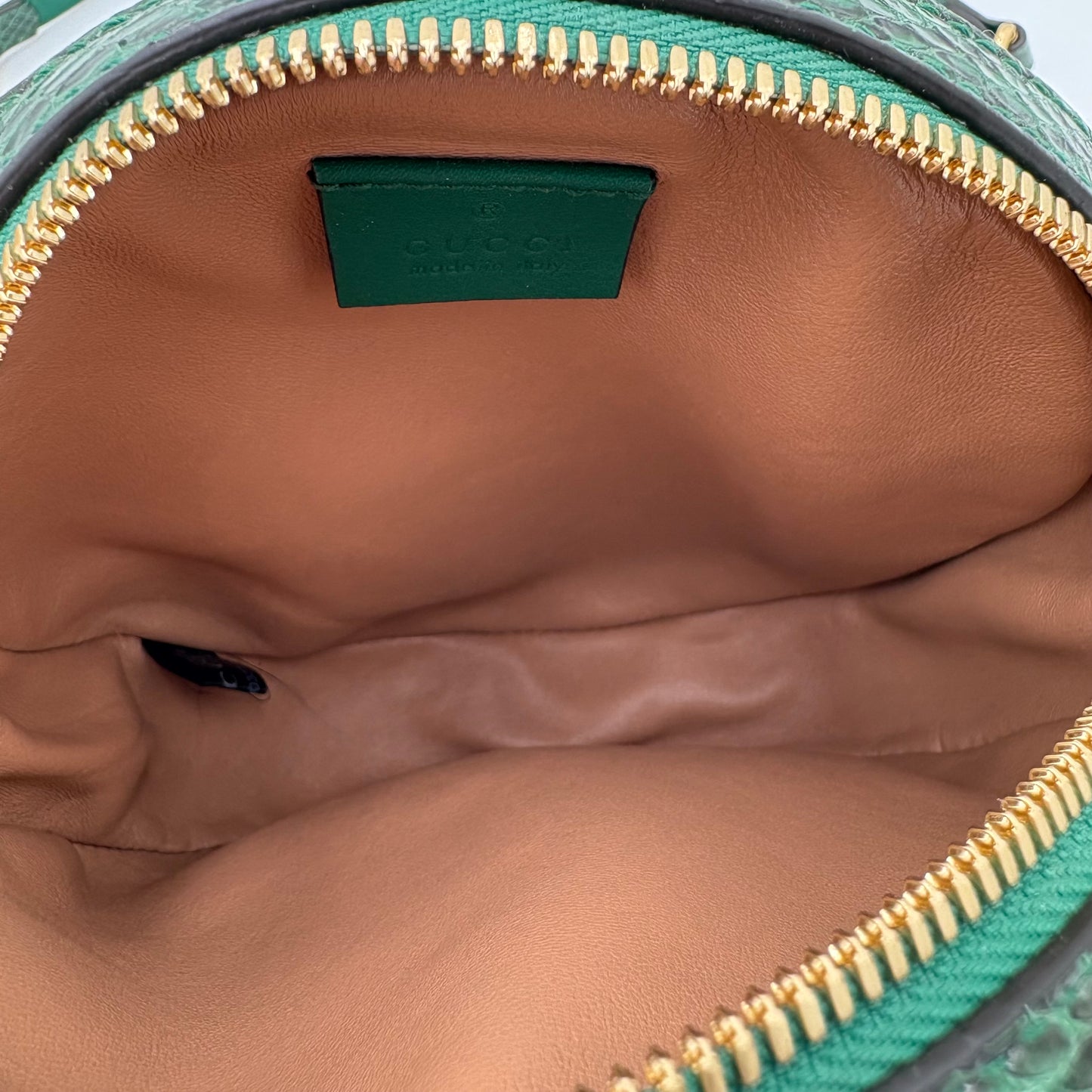 Gucci Round Gg Marmont Green Python Crossbody