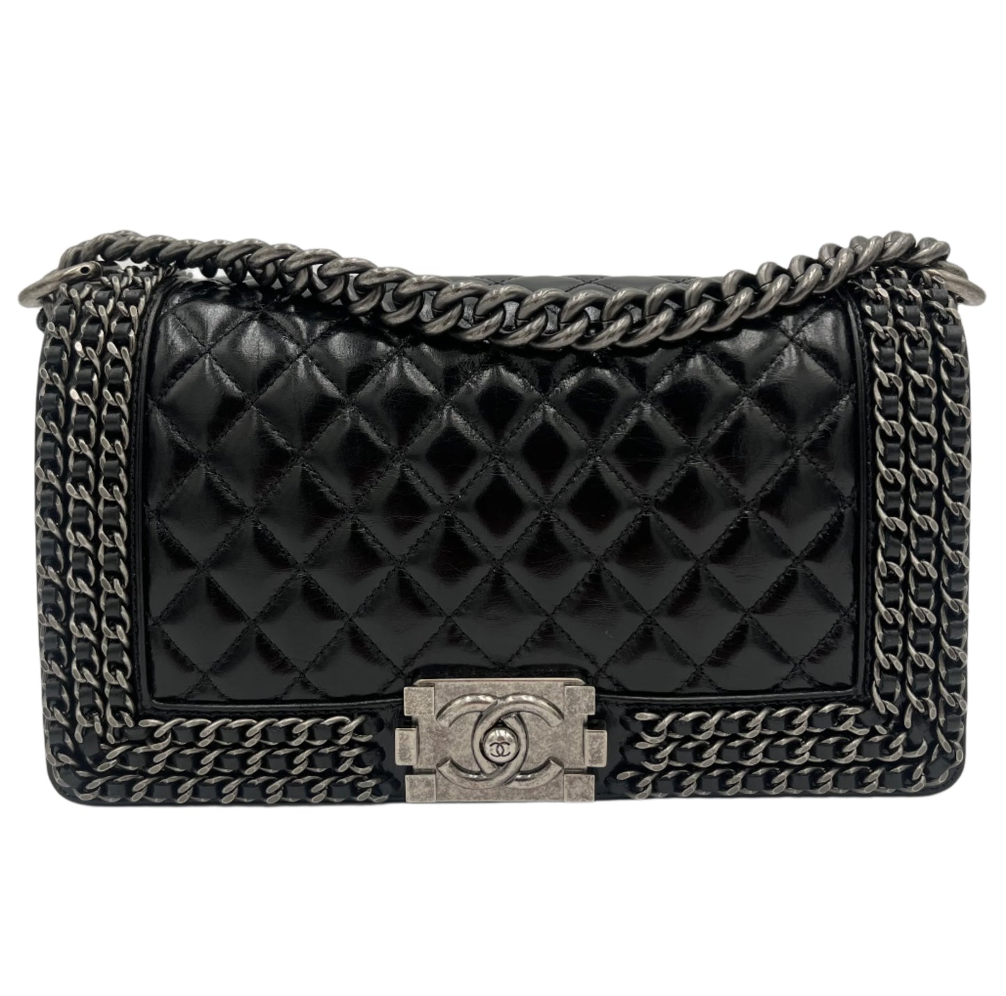 15 Chanel Chain Around Boy Bag-Black Calfsk : Medium