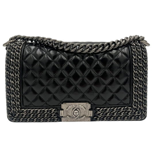 15 Chanel Chain Around Boy Bag-Black Calfsk : Medium