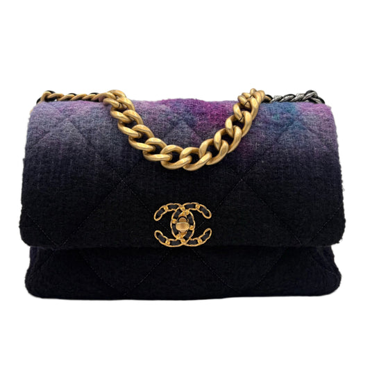 2020 Chanel Tweed Mixed Metal Hombre 19 Bag