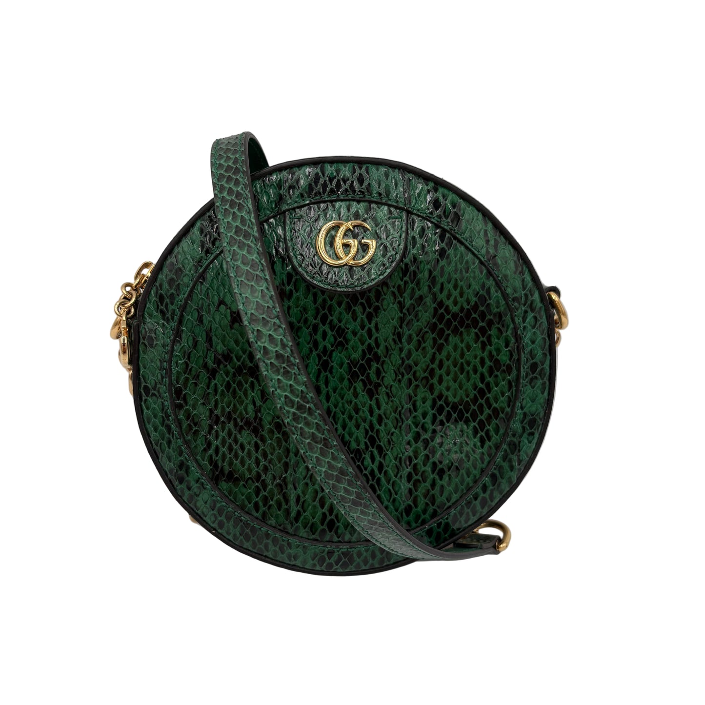 Gucci Round Gg Marmont Green Python Crossbody