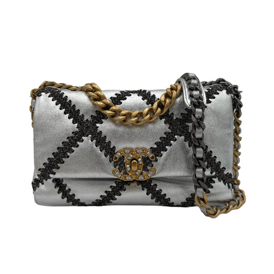 Chanel 19 Large Stitch Bag-Silver/Gold