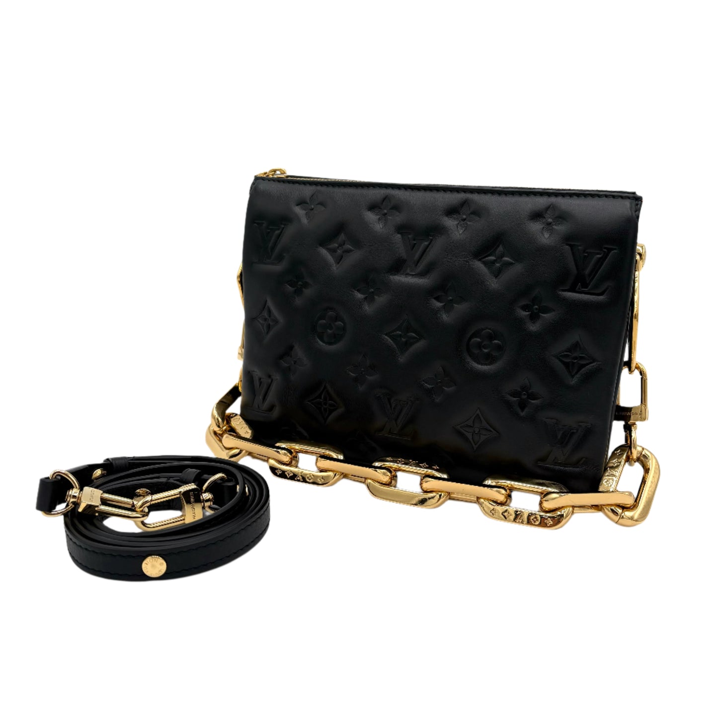 Louis Vuitton  Lambskin Embossed Monogram Coussin BB Black