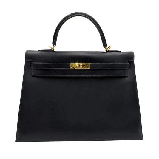 Hermes Box Calf Leather Kelly-Dark Navy : 35