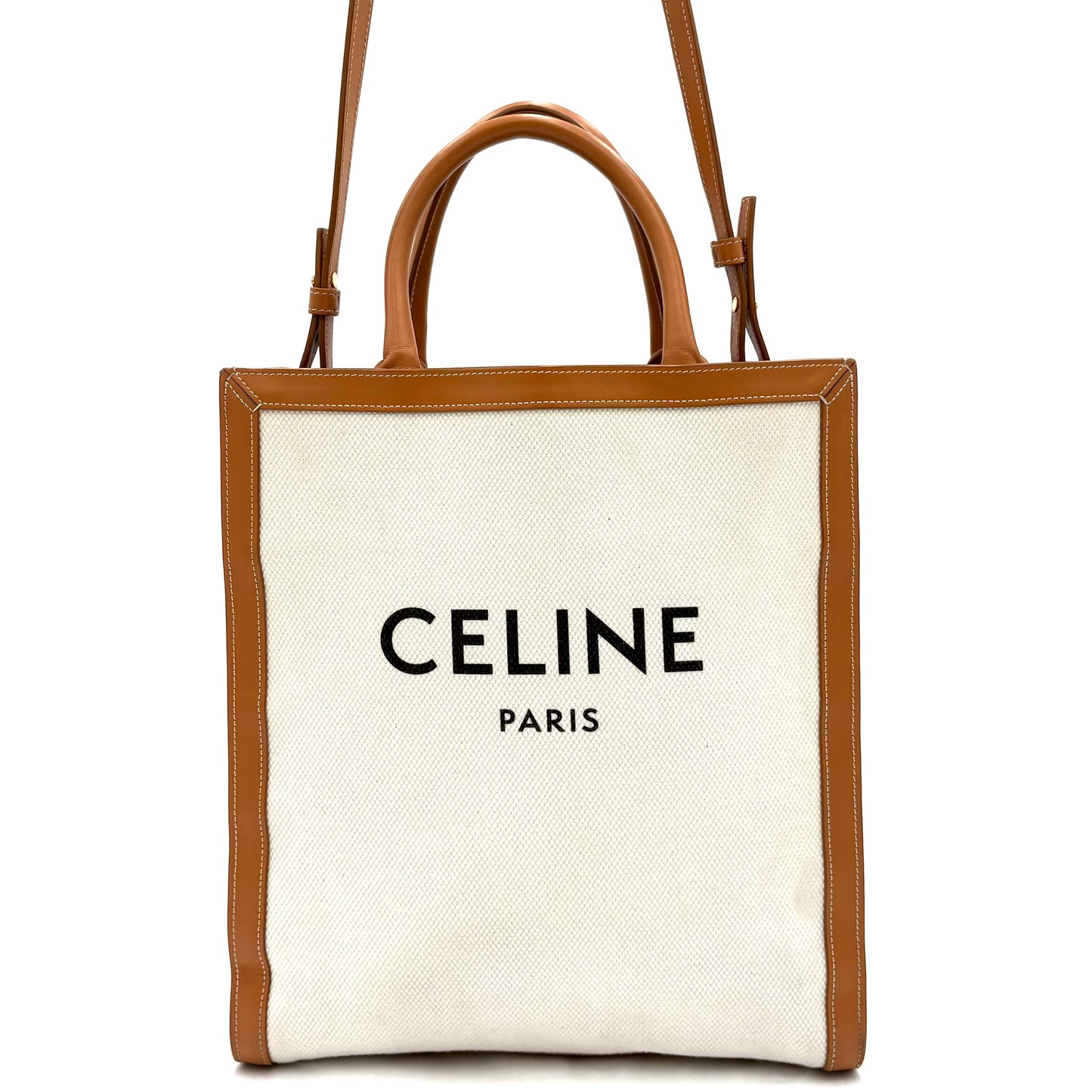Celine Vertical Cabas Tote-Tan/Natural : Mini