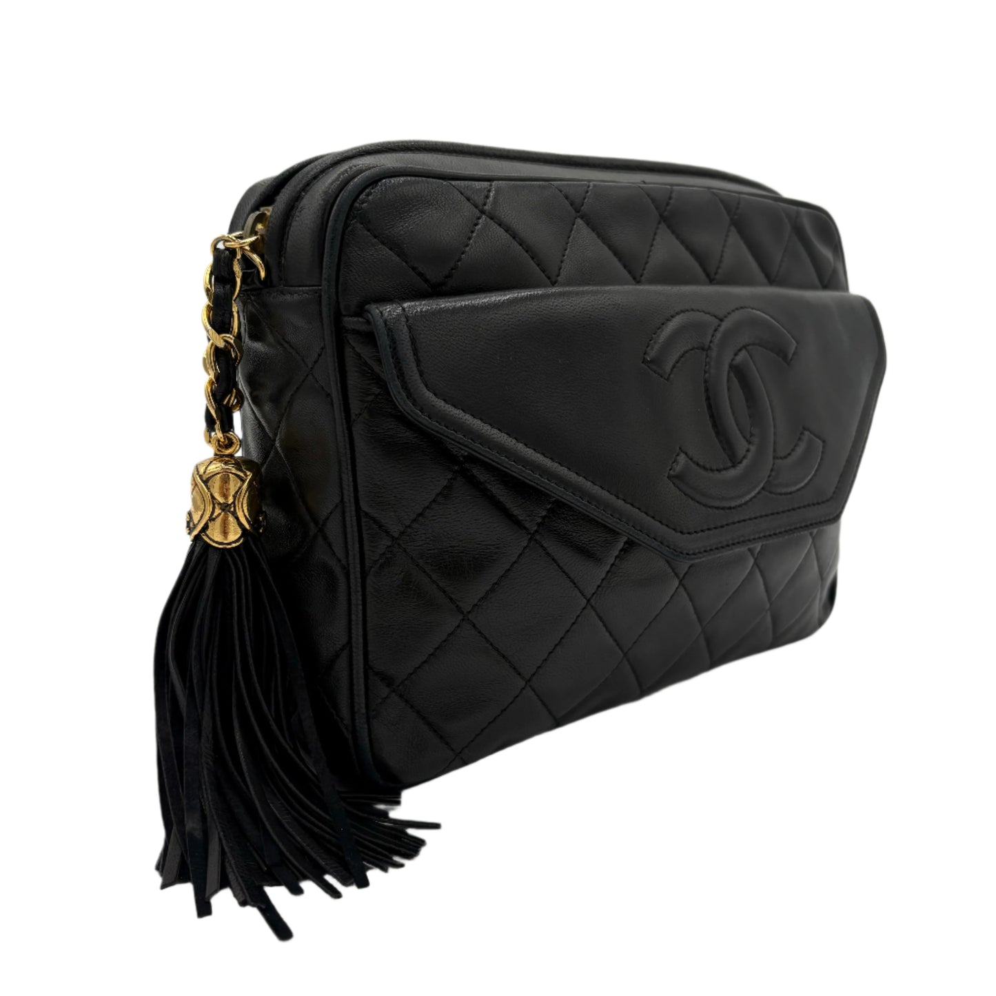 1989-1991 Chanel Lambskin Camera Bag with Tassel