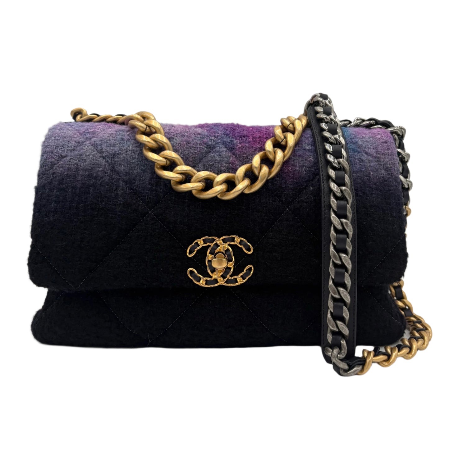 2020 Chanel Tweed Mixed Metal Hombre 19 Bag