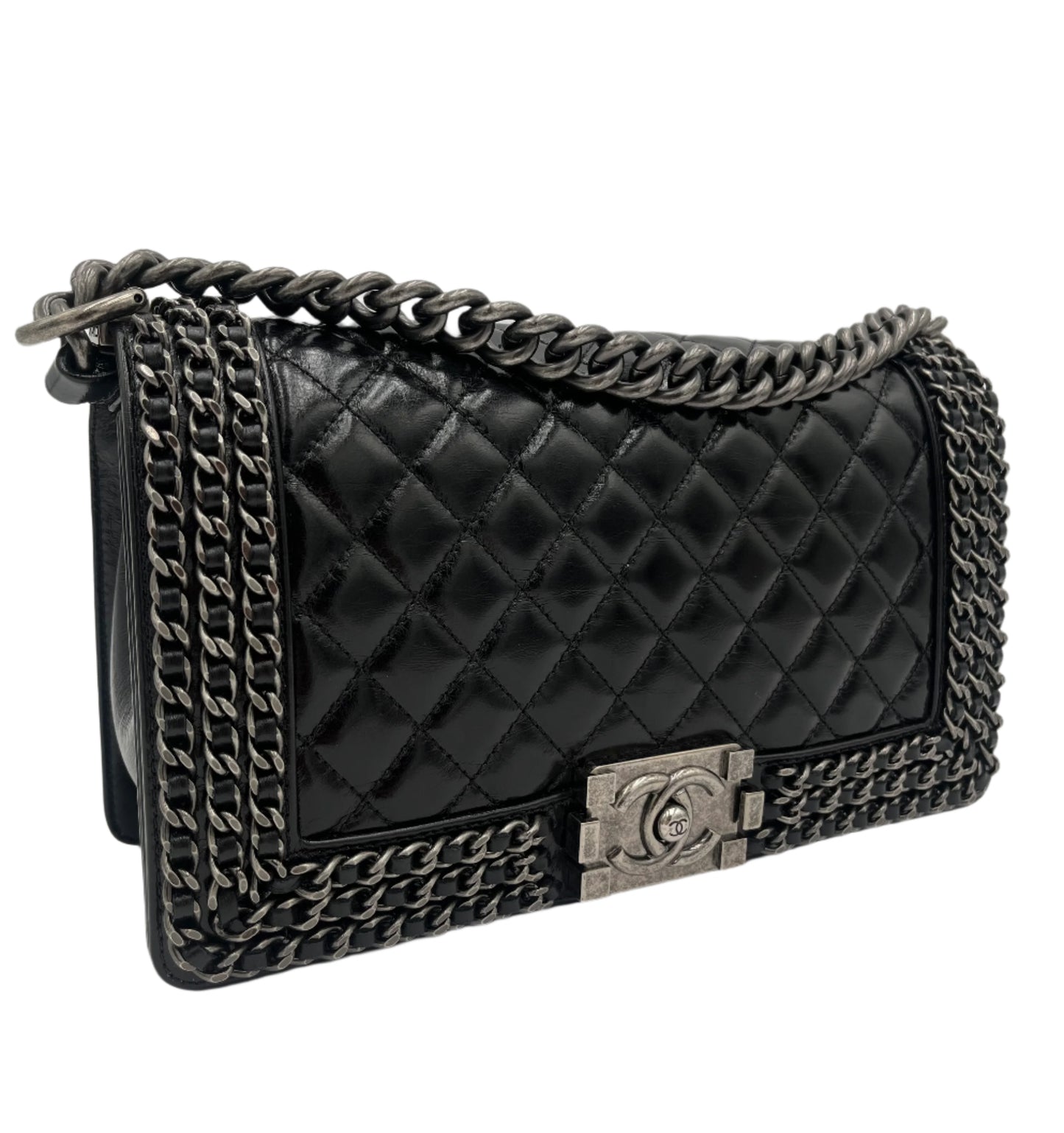 15 Chanel Chain Around Boy Bag-Black Calfsk : Medium