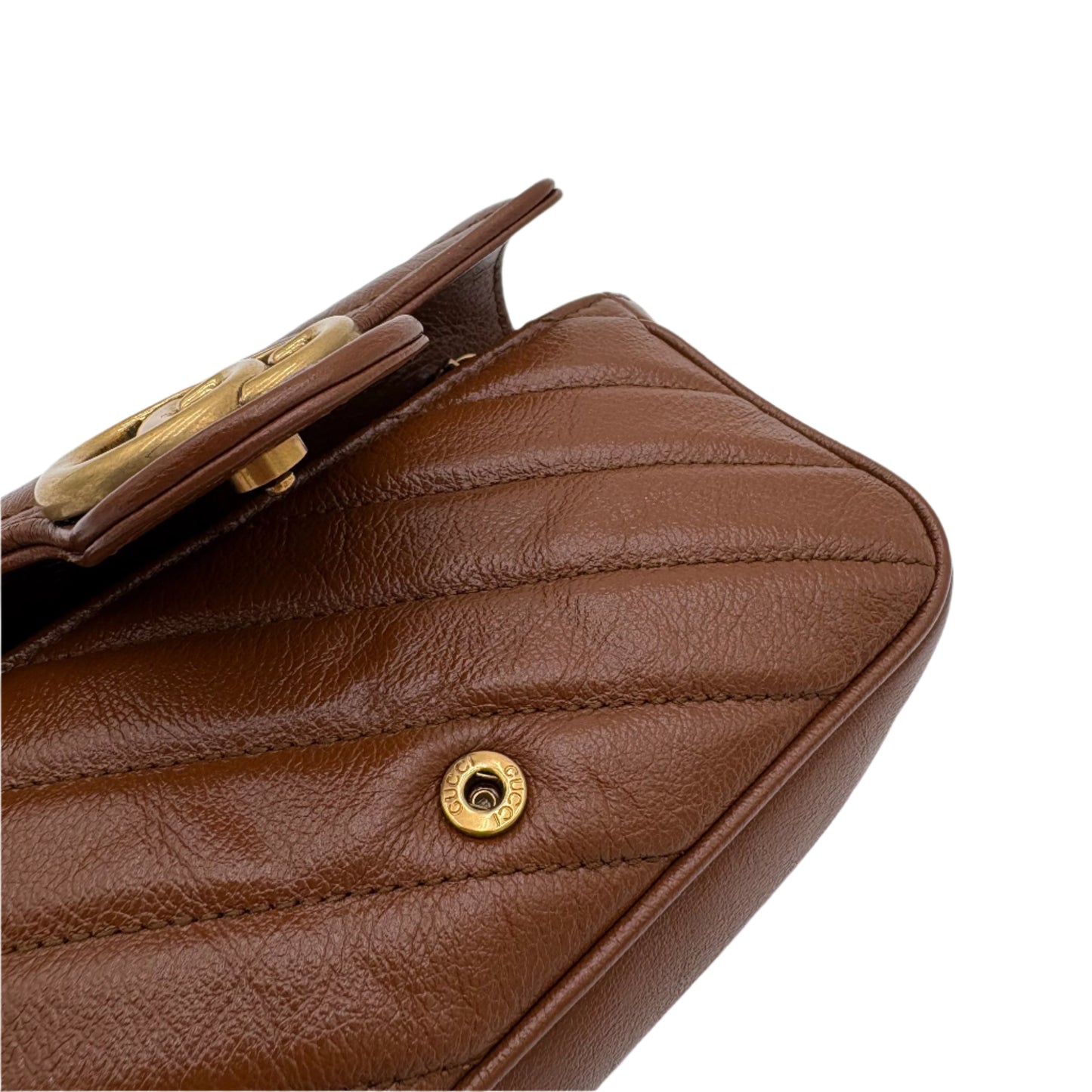Gucci Super Mini Diagonal Crossbody Marmont - Brown