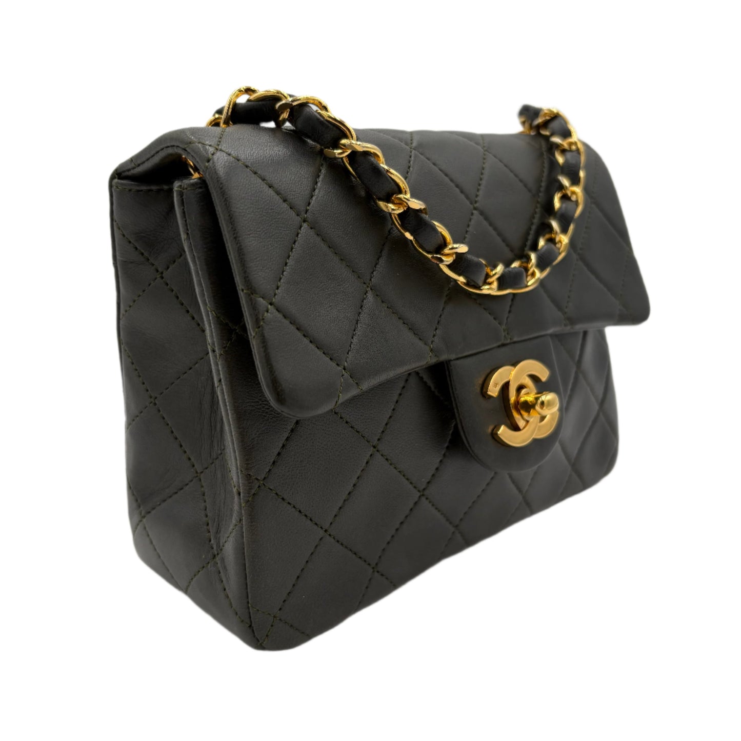 Chanel 1989-1991 Mini Square Classic Lambskin Single Flap Bag