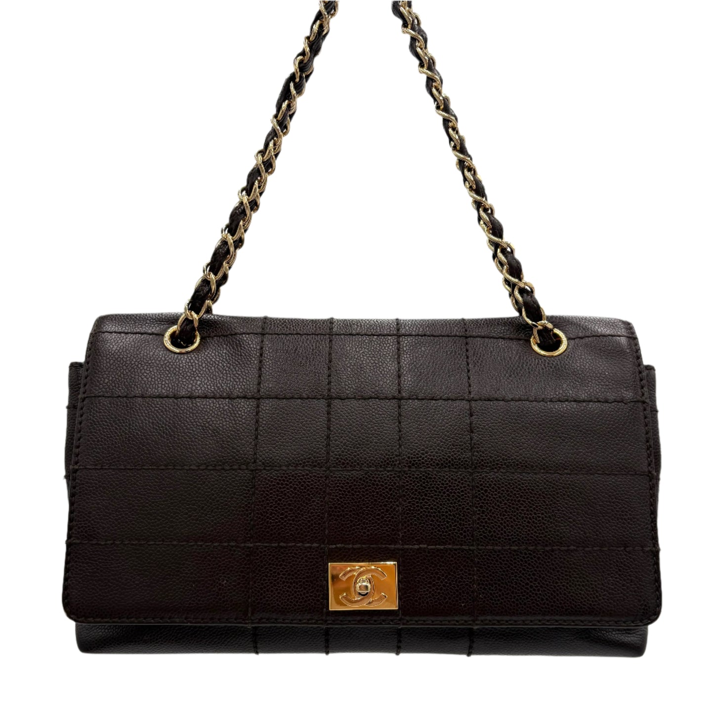 2002 Chanel Chocolate Bar Quilted Flap Bag