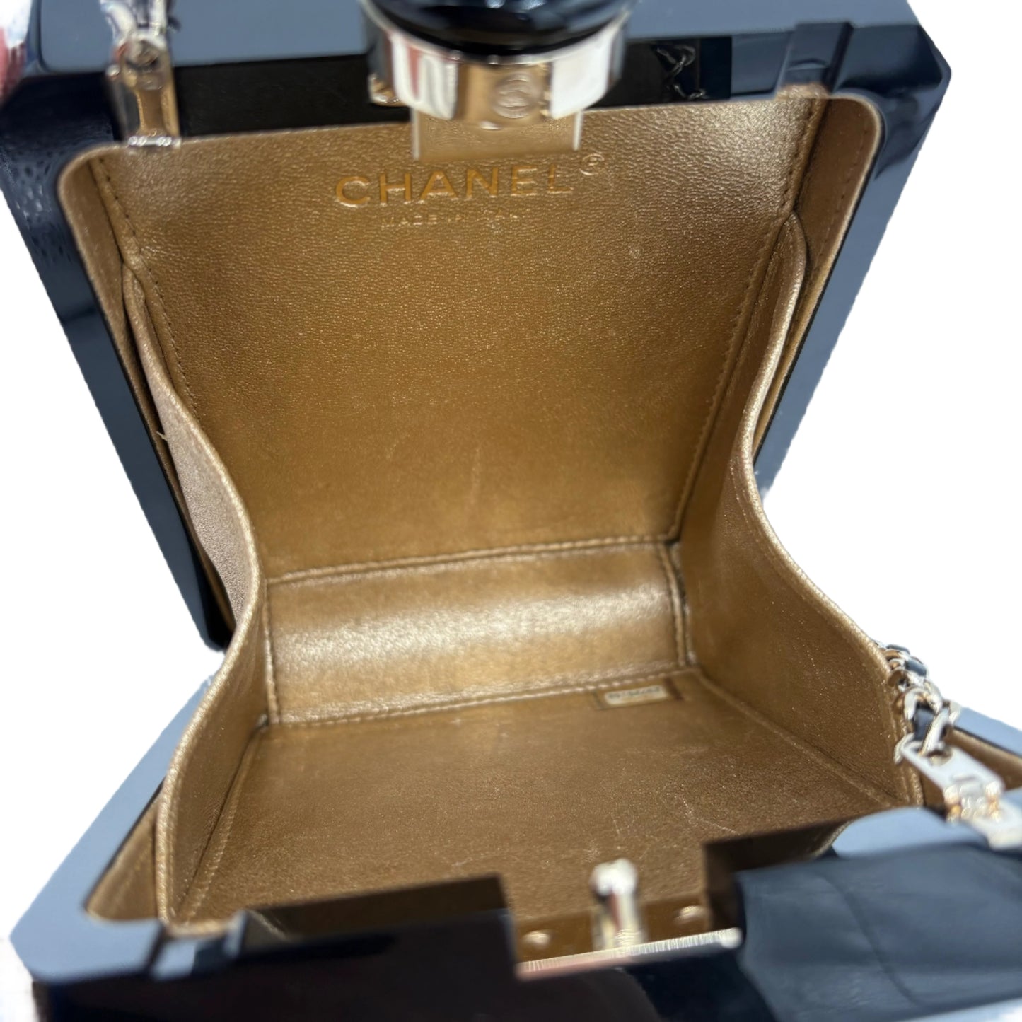 Chanel Perfume Bottle Pearls-Gold/Black