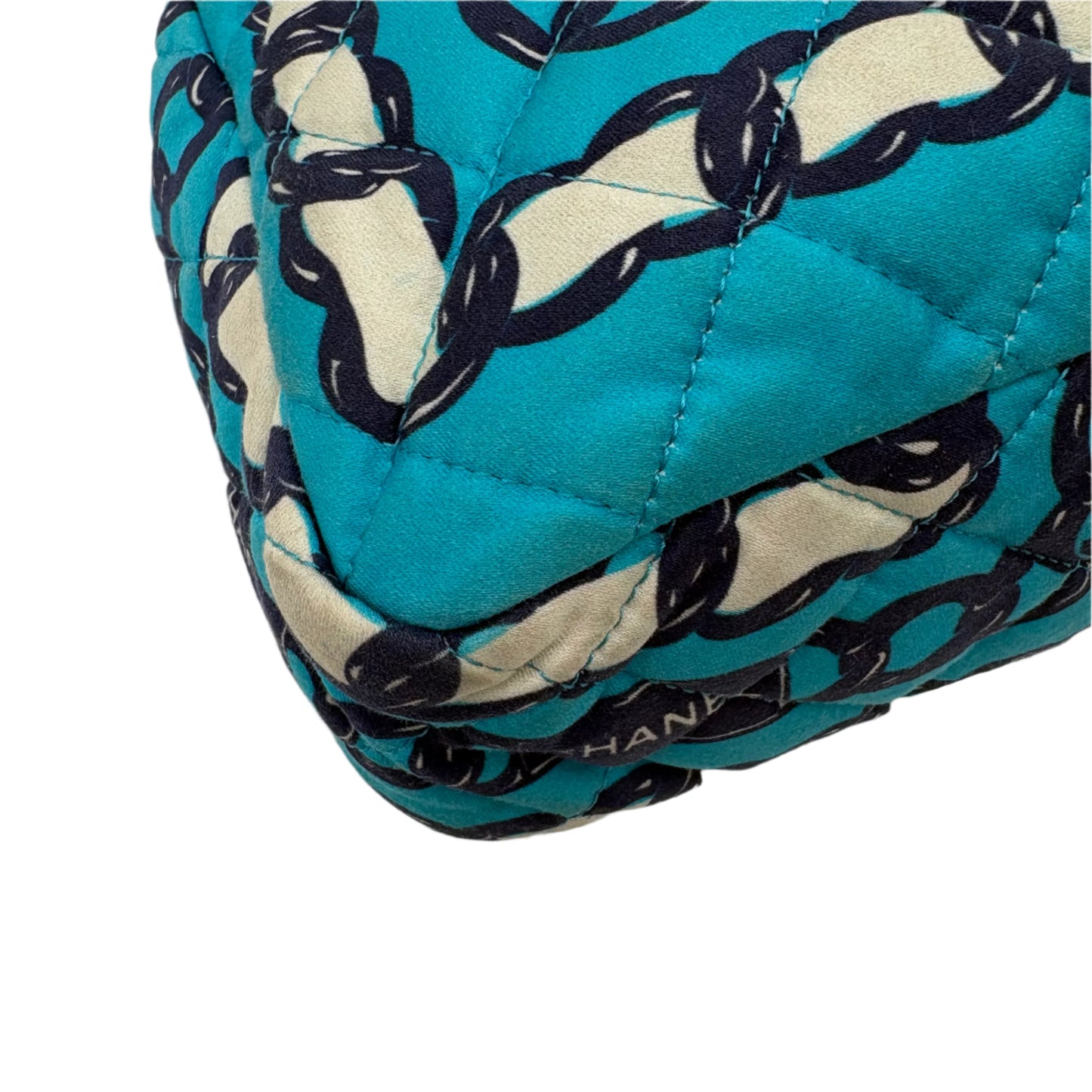 Chanel Silk Chain Printed Flap-Blue : Medium