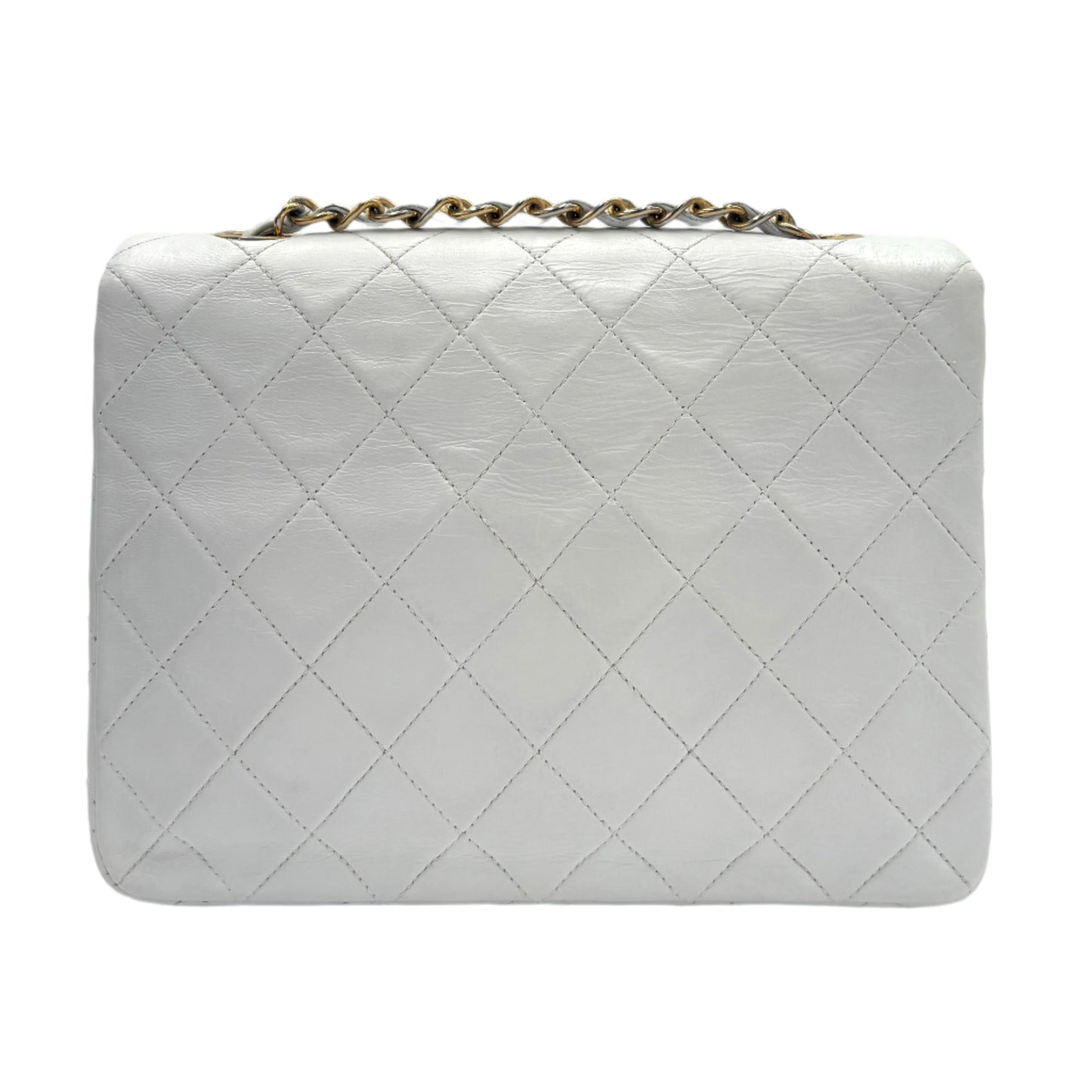 1991-94 Chanel Mini Single Flap White Lambskin Bag