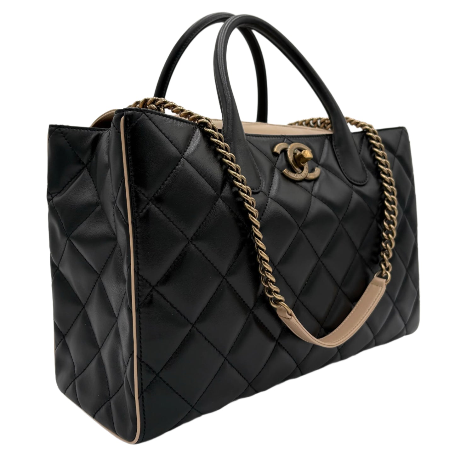 Chanel Portobello Logo Tote Quilted Lambskin Large
