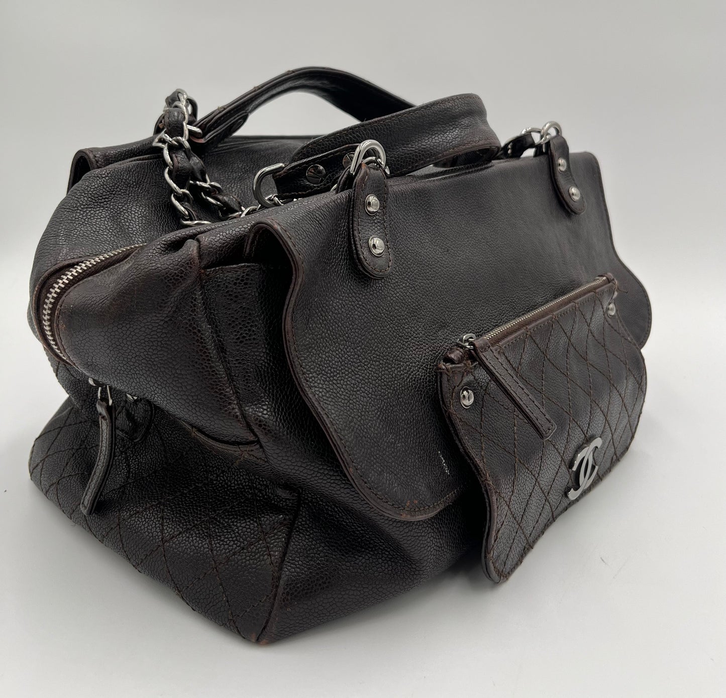 Chanel Lizard Pocket City Bag-Chocolate
