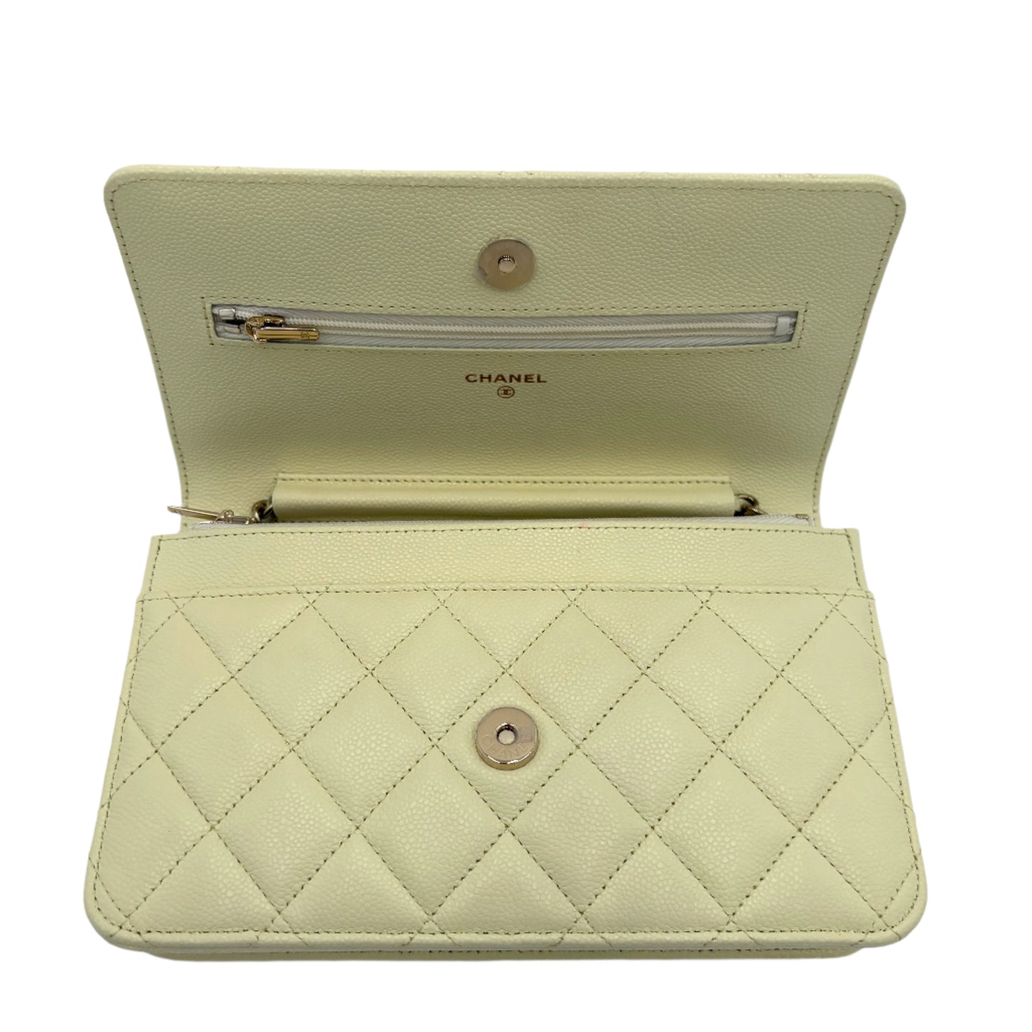 MIB 2023 Chanel Caviar Light Yellow Wallet On Chain WOC