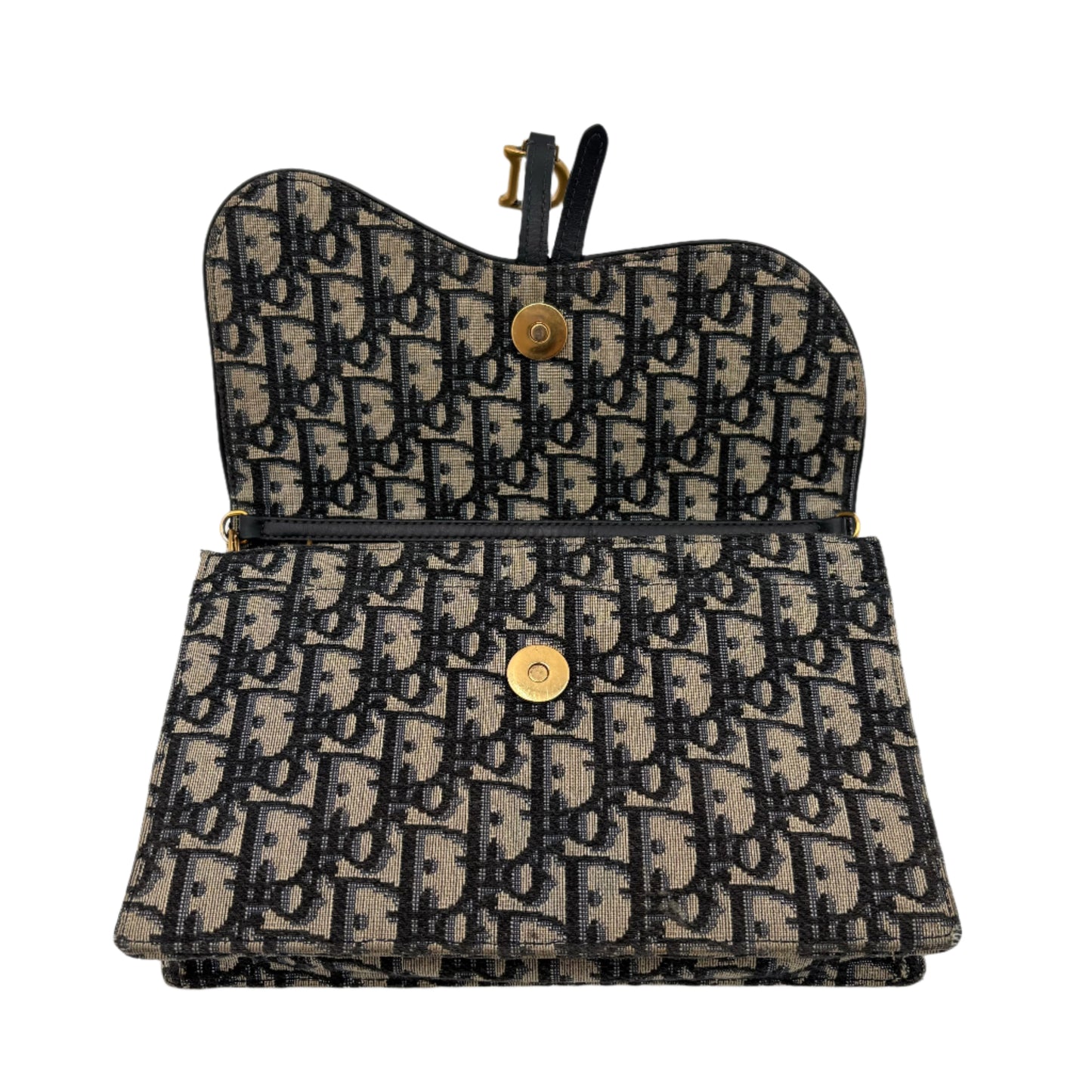 Saddle Pouch with Chain Blue Dior Oblique Jacquard