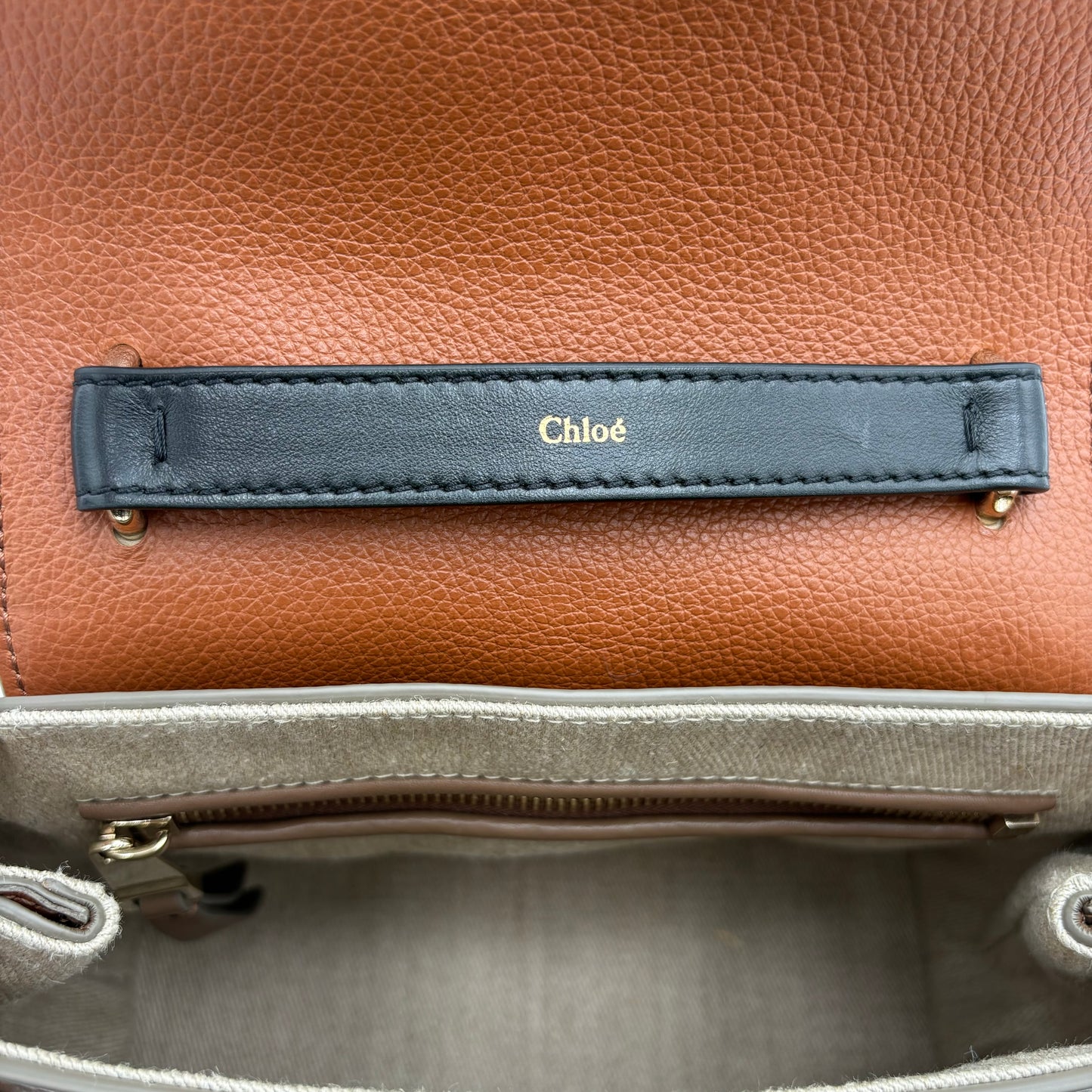 Chloe Penelope Leather Tote Bag Top Handle Brown