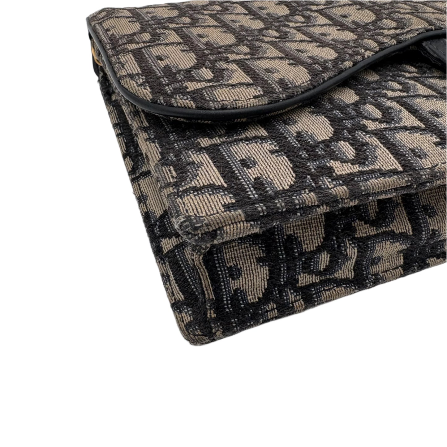 Saddle Pouch with Chain Blue Dior Oblique Jacquard