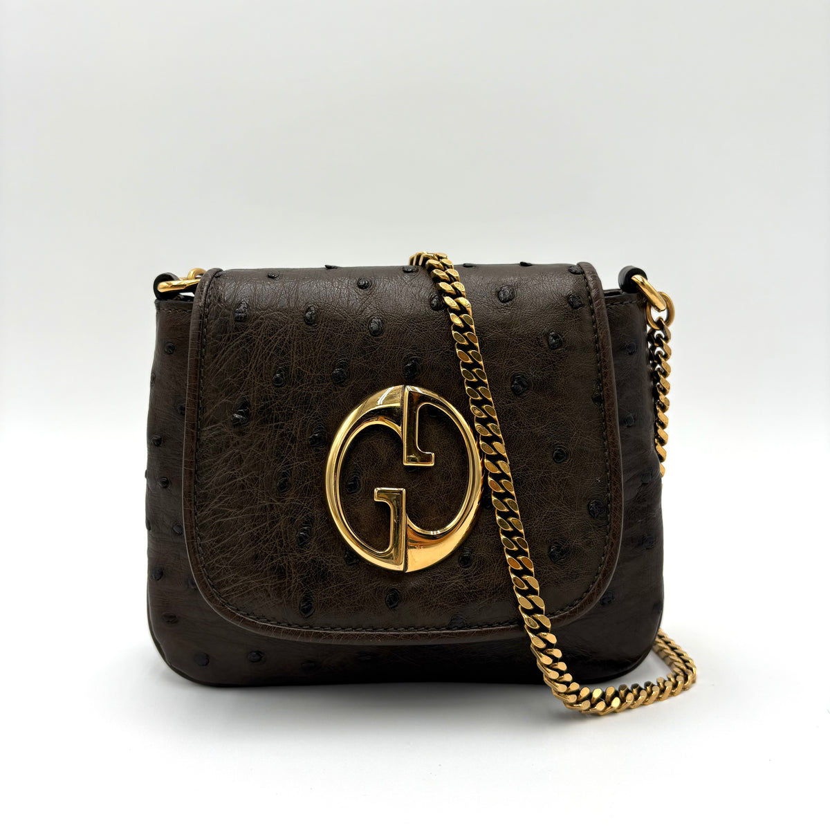 Gucci Small 1973 Ostrich Crossbody Bag
