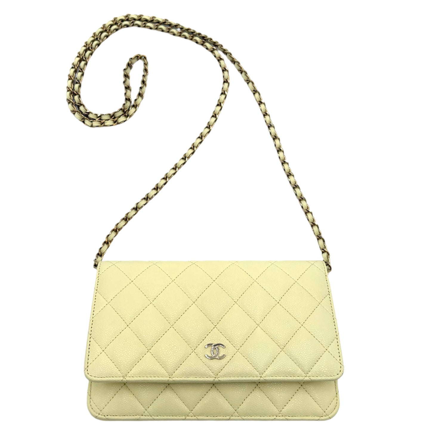 MIB 2023 Chanel Caviar Light Yellow Wallet On Chain WOC