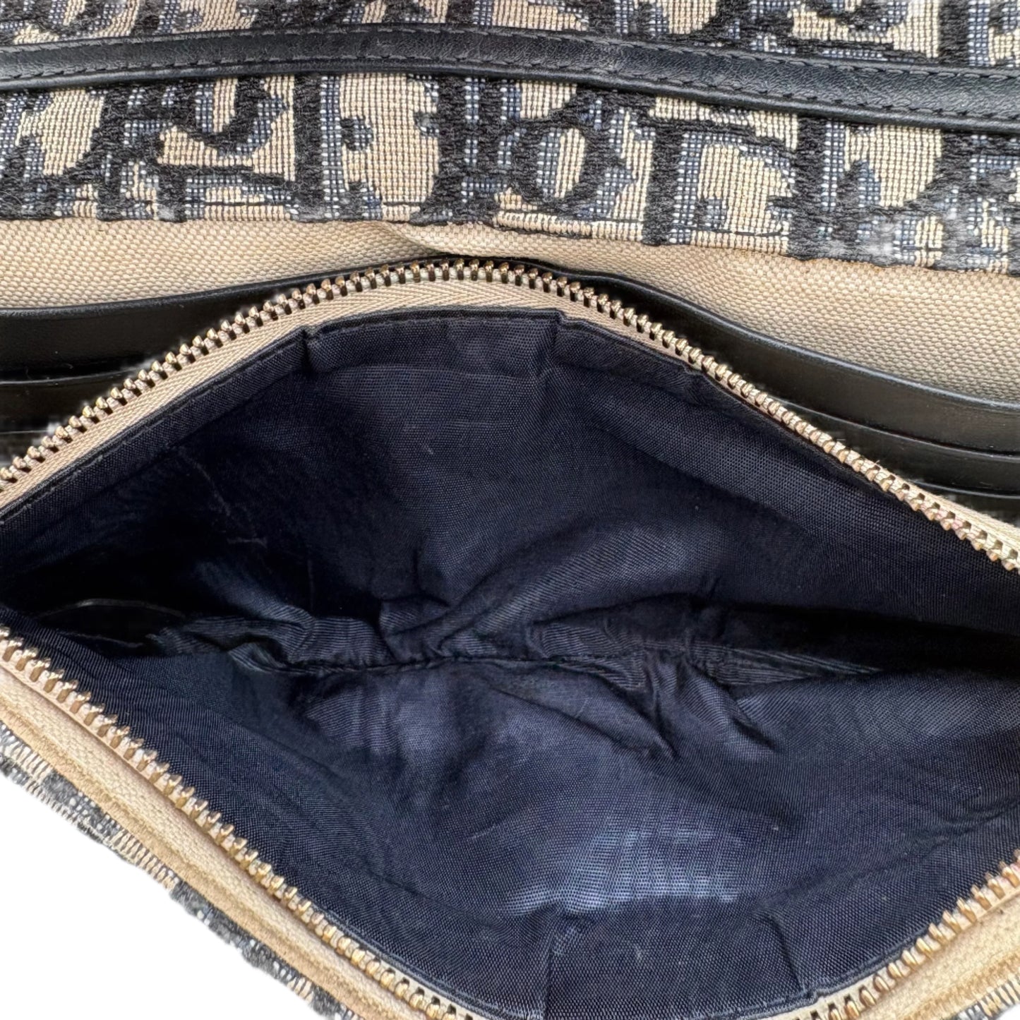 Saddle Pouch with Chain Blue Dior Oblique Jacquard