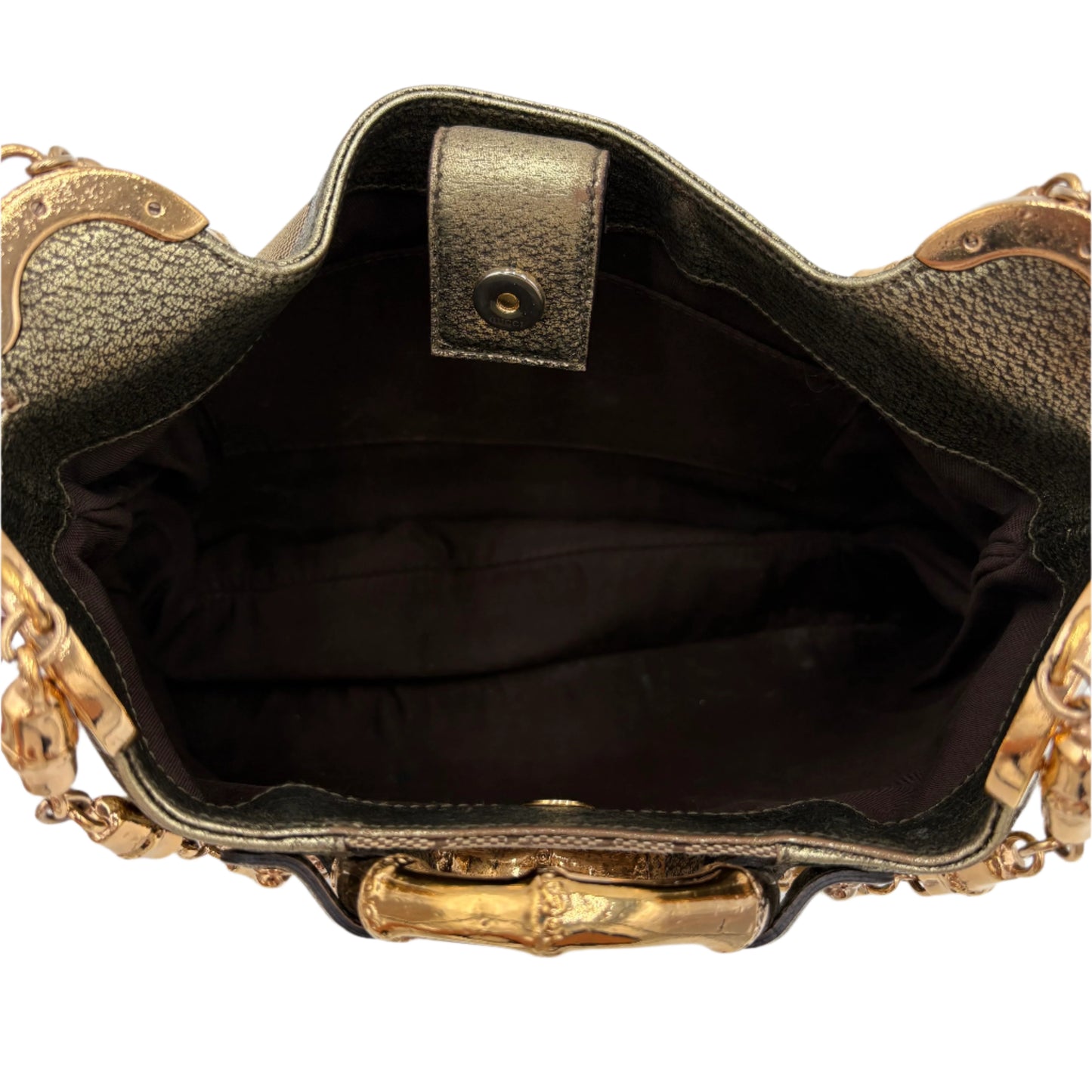 Gucci Leather Tom Ford Bamboo Chain Bag Gold