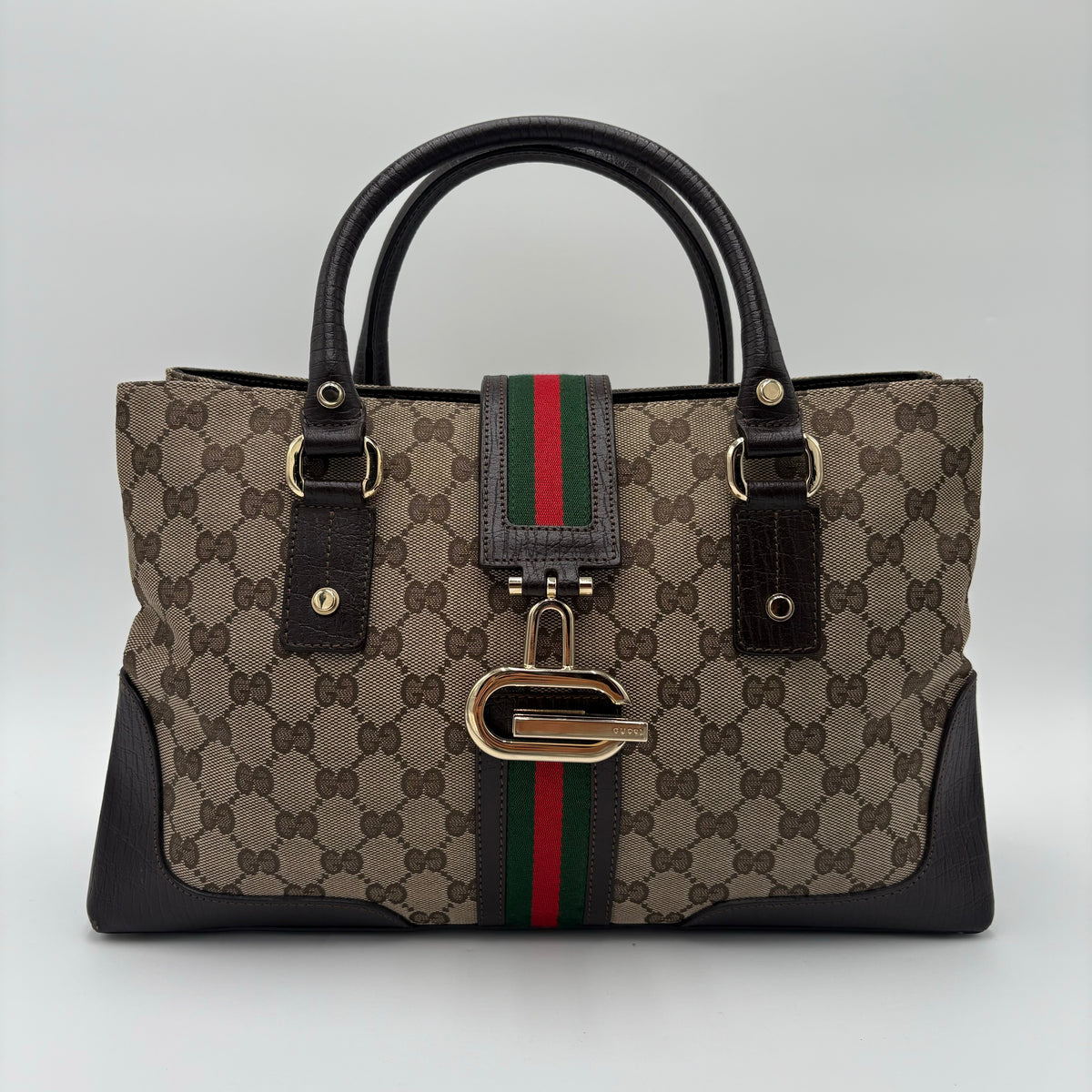 Y2K Gucci Junco Canvas Leather Bag
