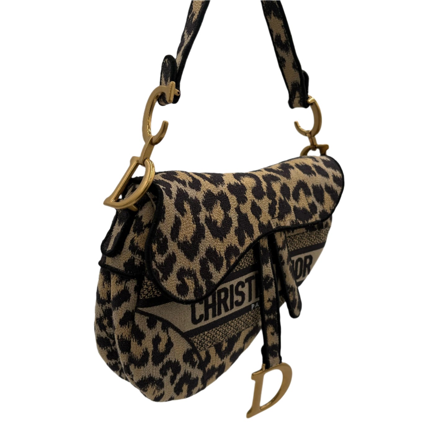 Christian Dior Beige Multicolor Mizza Embroidery Saddle Bag