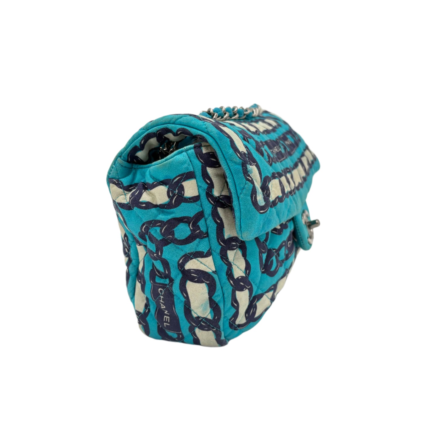 Chanel Silk Chain Printed Flap-Blue : Medium
