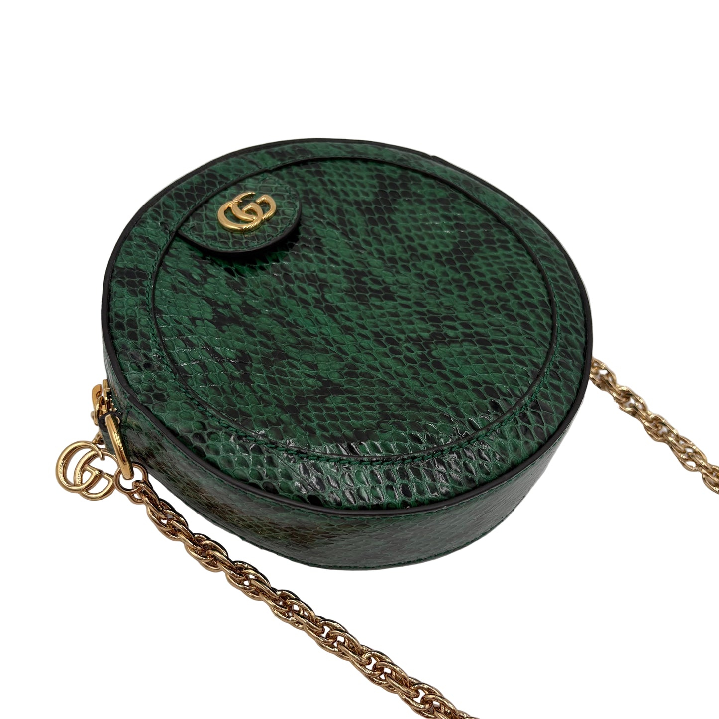 Gucci Round Gg Marmont Green Python Crossbody