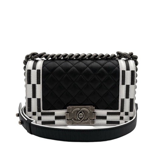 2014 Chanel Calfskin Checkerboard Boy Flap Bag