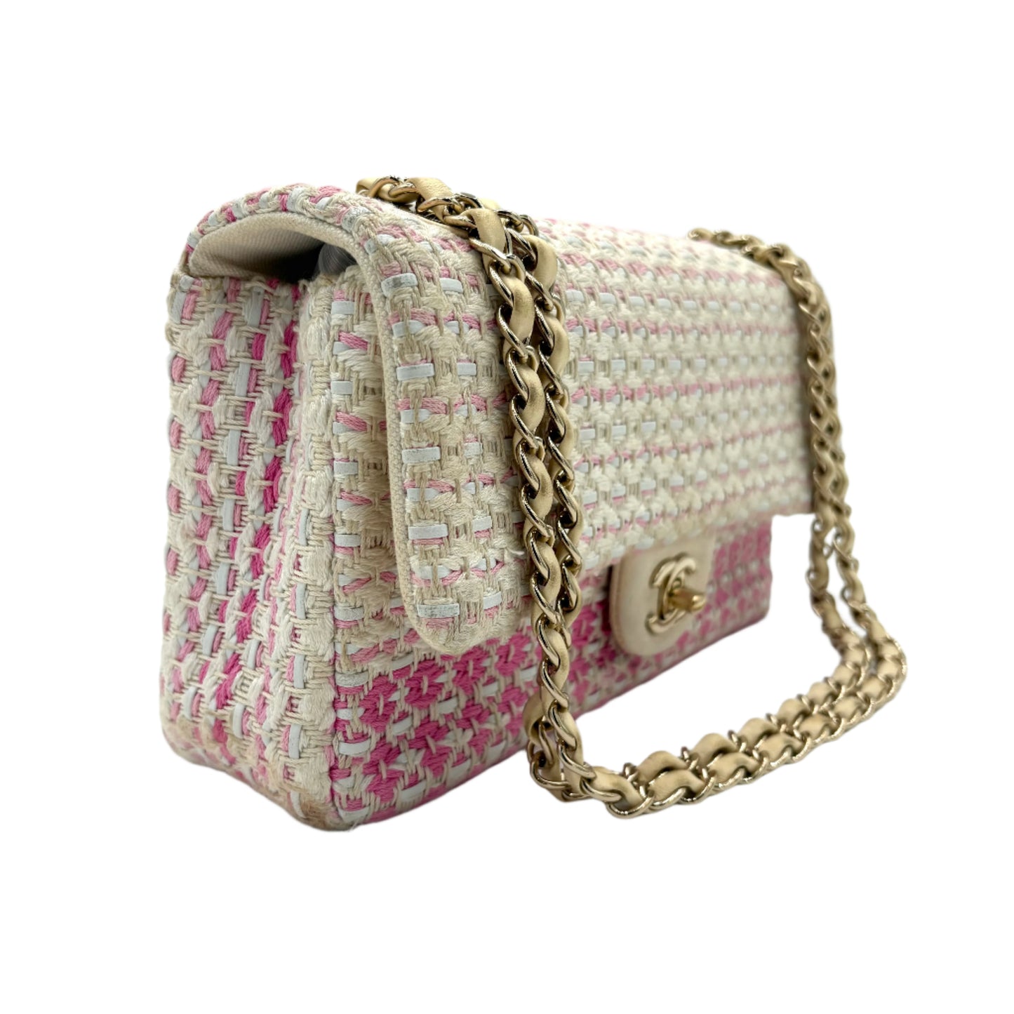 2019 Chanel Pink Tweed Single Flap Bag