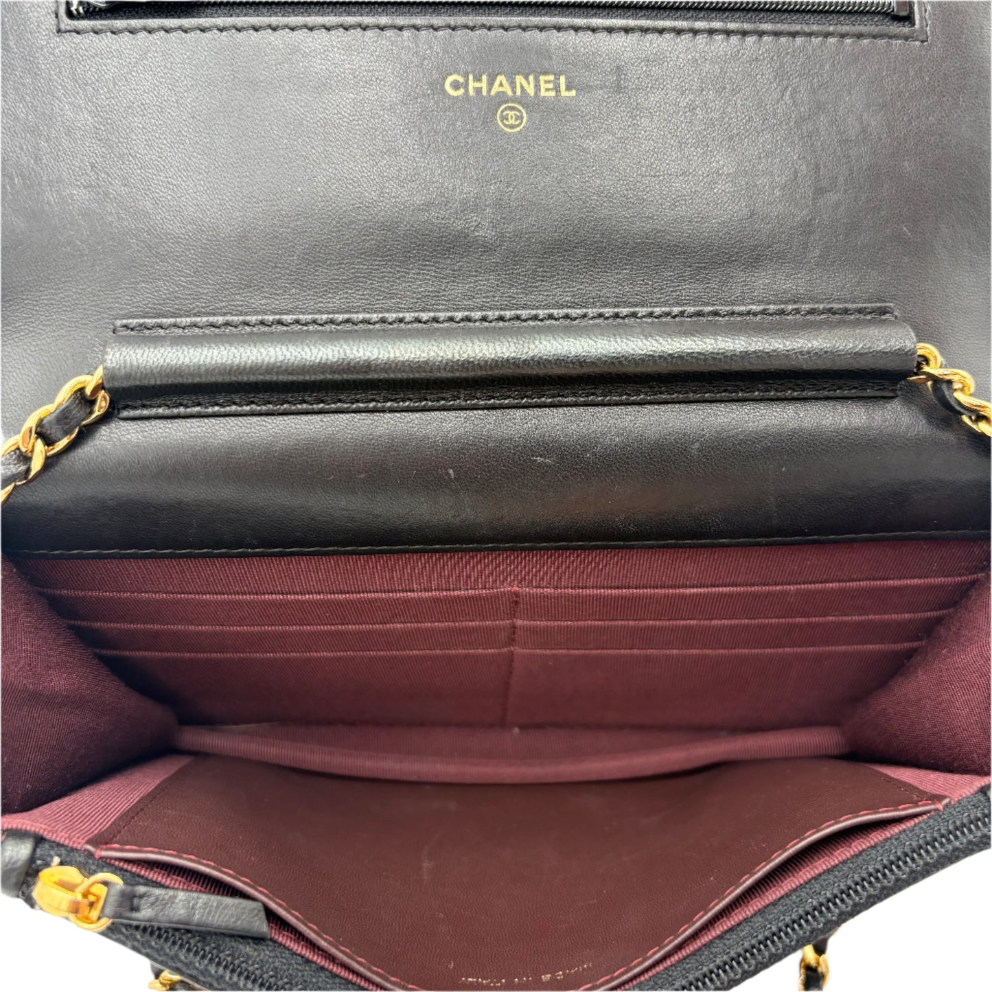 2016-17 Chanel Classic Wallet On Chain Gold/Black