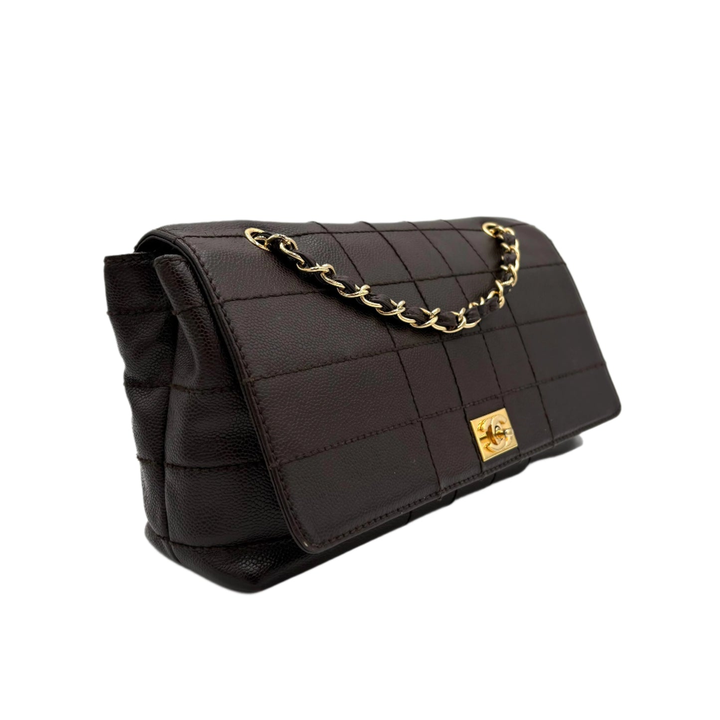 2002 Chanel Chocolate Bar Quilted Flap Bag