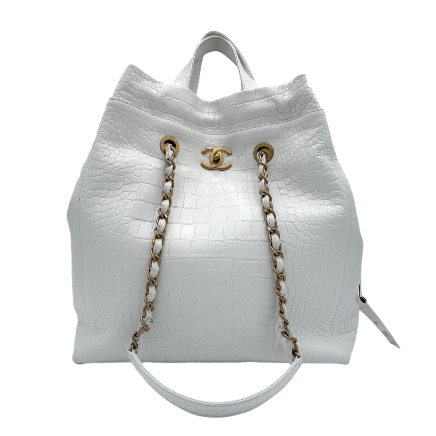 2019 Chanel Crocodile Embossed Large Tote: White