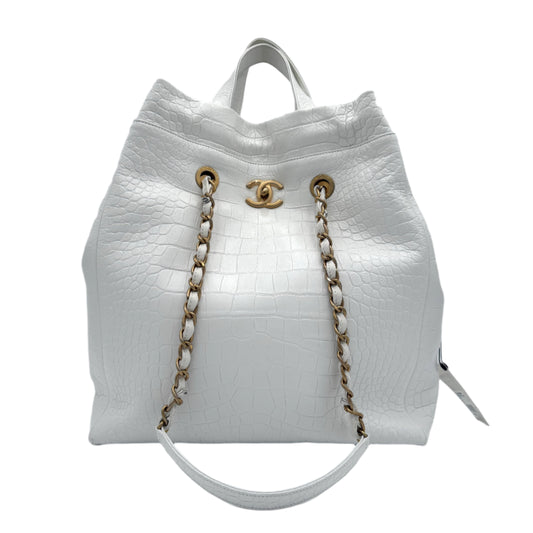 2019 Chanel Crocodile Embossed Large Tote: White