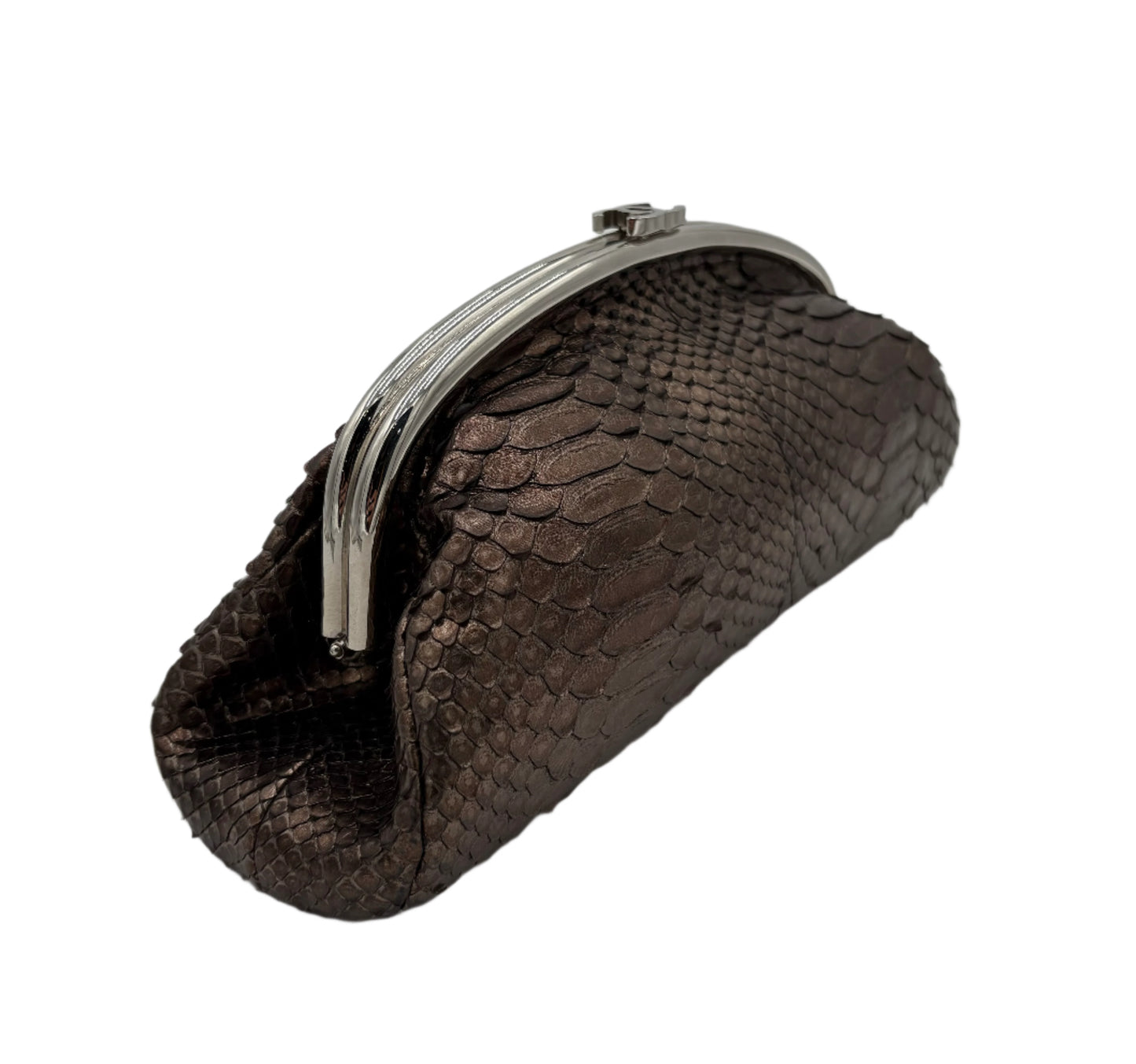Chanel Bronze Metallic Python Timeless Clutch