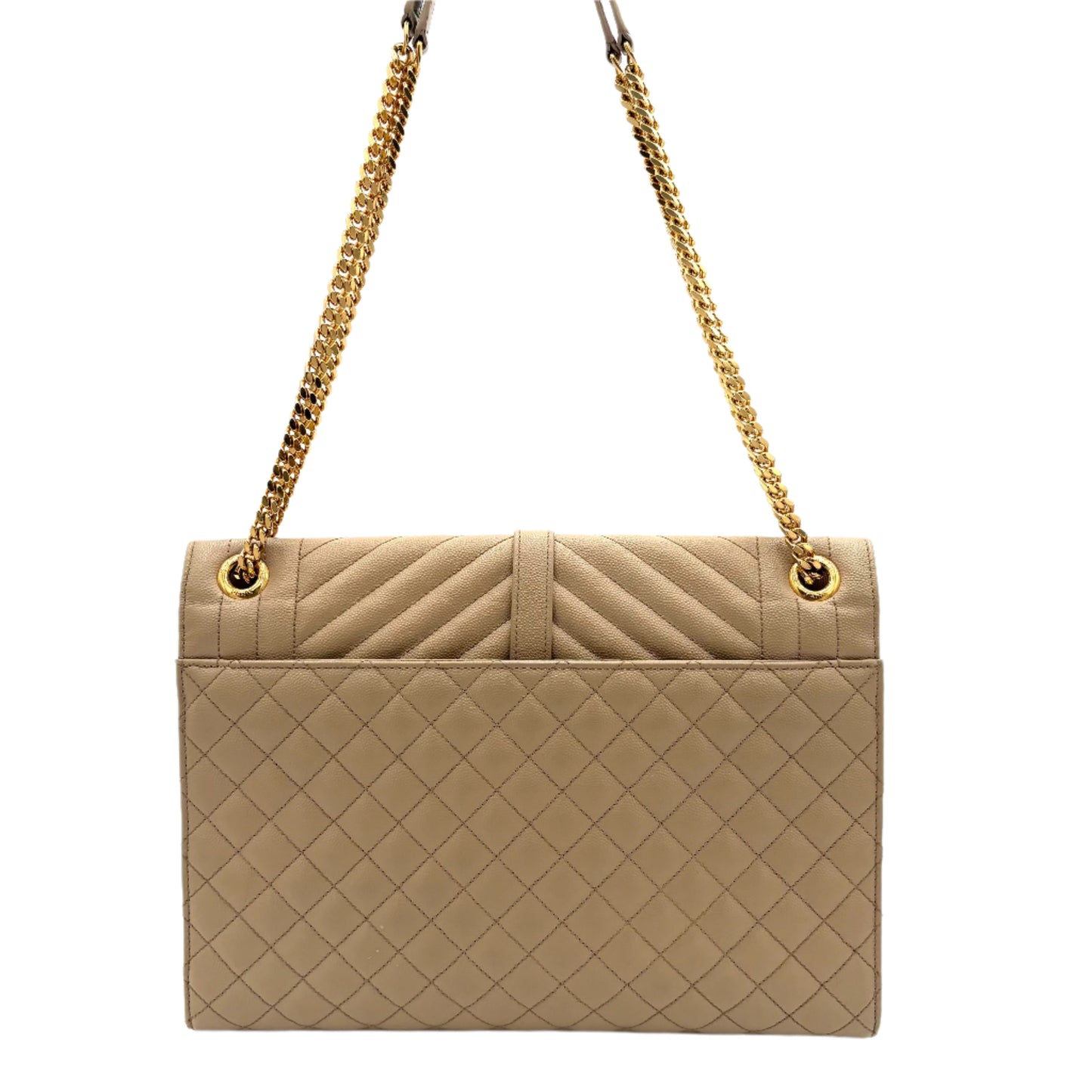 Saint Laurent Envelope Triquilt Large Shoulder Bag in Grained Leather