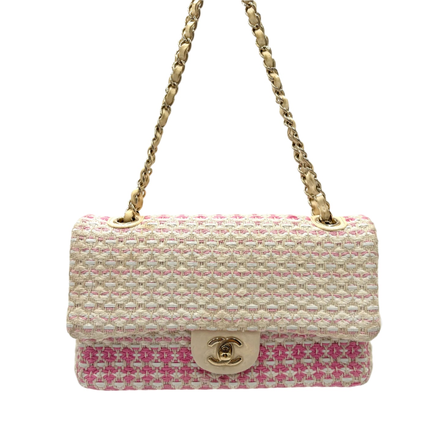 2019 Chanel Pink Tweed Single Flap Bag