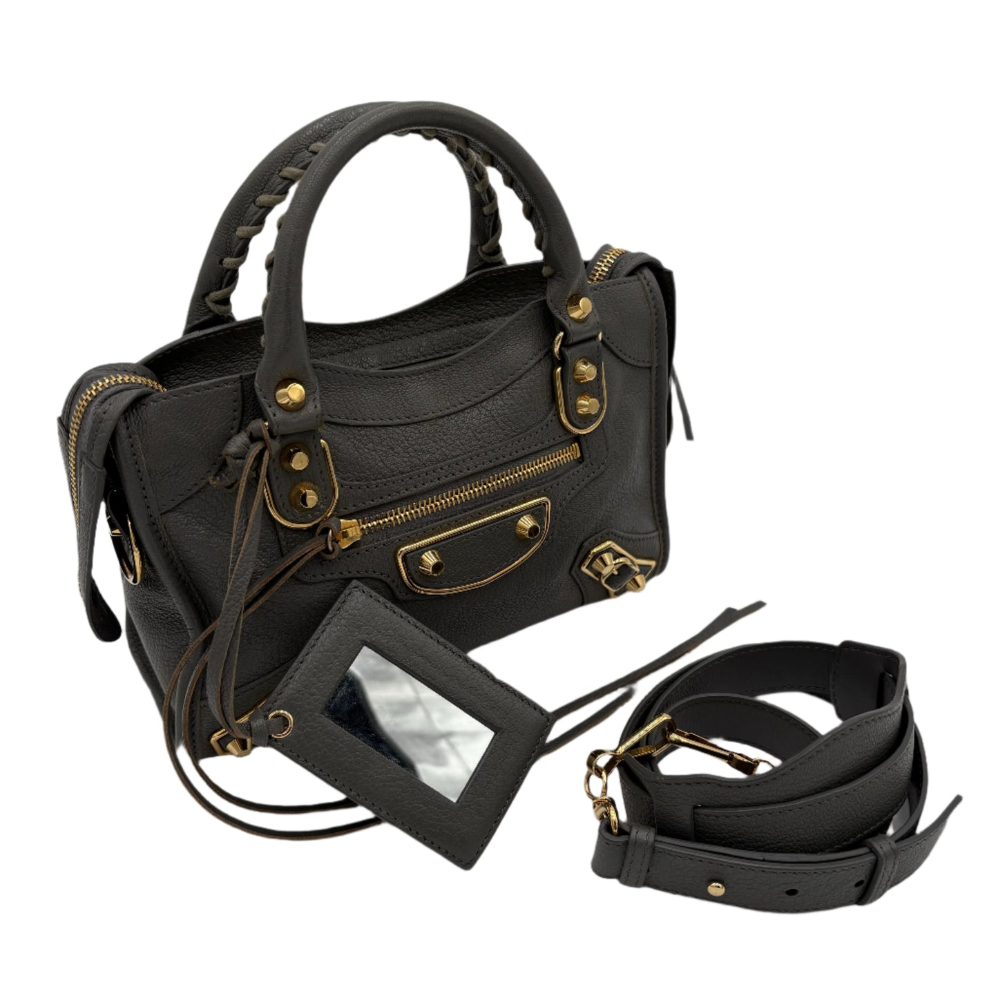 Balenciaga Mini Metallic Edge City Bag - Grey