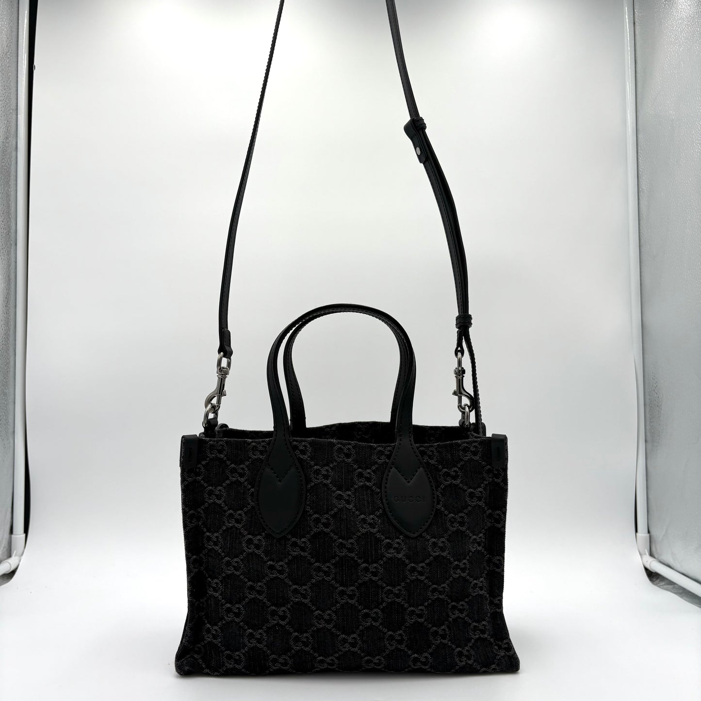 Gucci Ophidia GG Medium Denim Tote