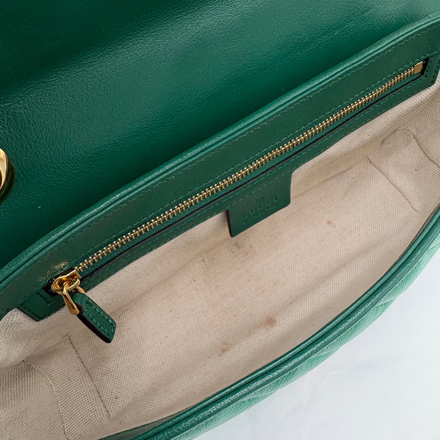 Gucci Diagonal Quilted Enamel Flap