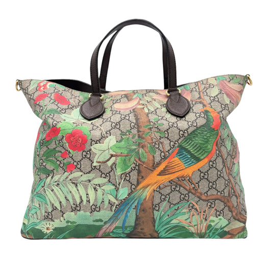 Gucci GG 2 Way Soft Tote Tian Print Canvas Medium