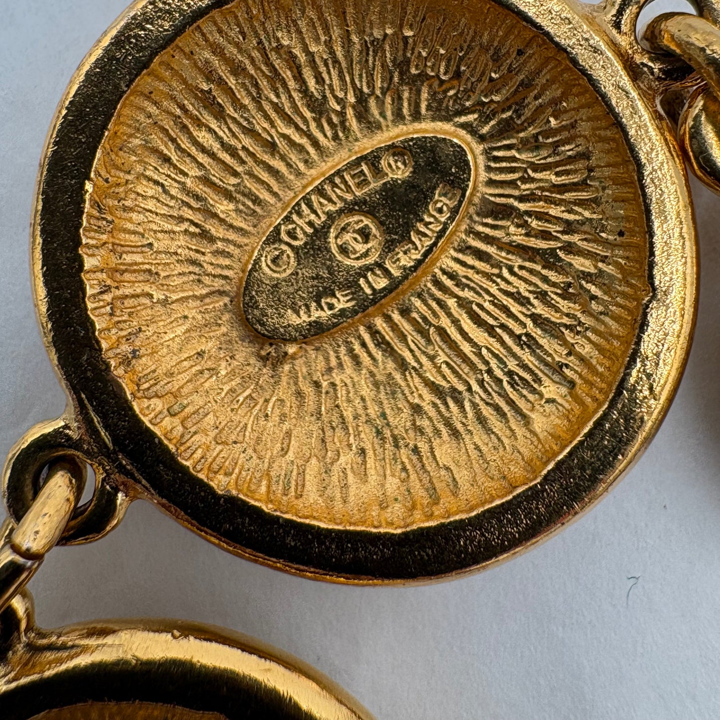 Vintage Chanel CC Cambon Gold Plated Logo Bracelet