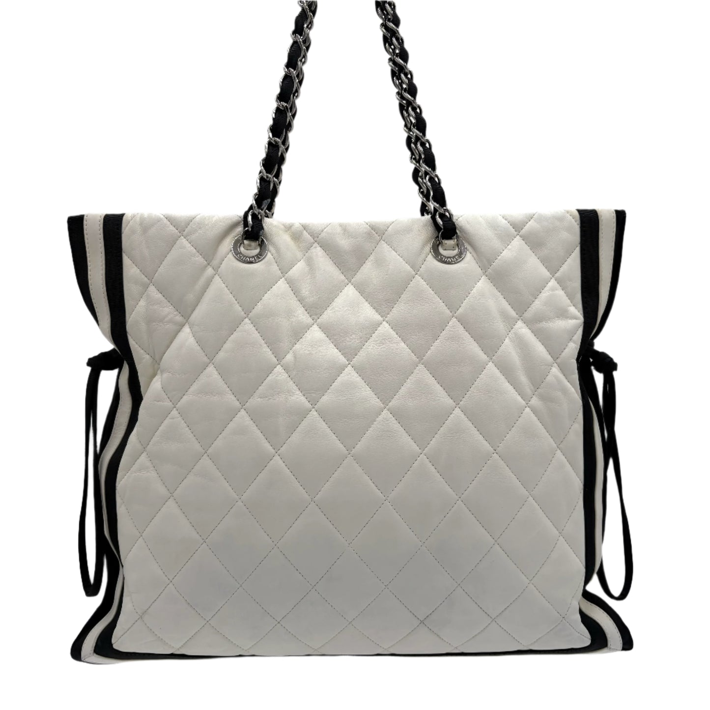 2010 Chanel Lambskin & Grosgrain CC Drawsting Tote